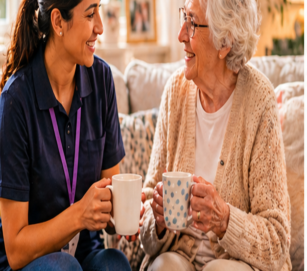 Friendly care worker smiling